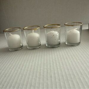 Set of 17 White and Gold Tealight Candles